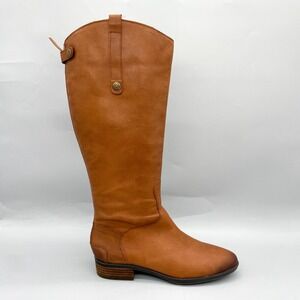 Sam‎ Edelman Penny Boots Womens 9.5M Cognac Leather Tall Riding Equestrian Boho